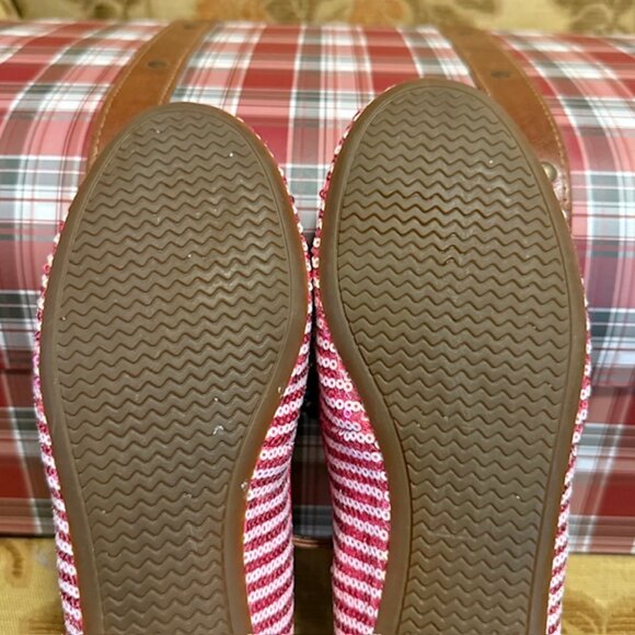 Sperry Top-Sider Bliss Berry & White Striped Sequin Flats Shoes Women SIZE 6.5 - Picture 10 of 14